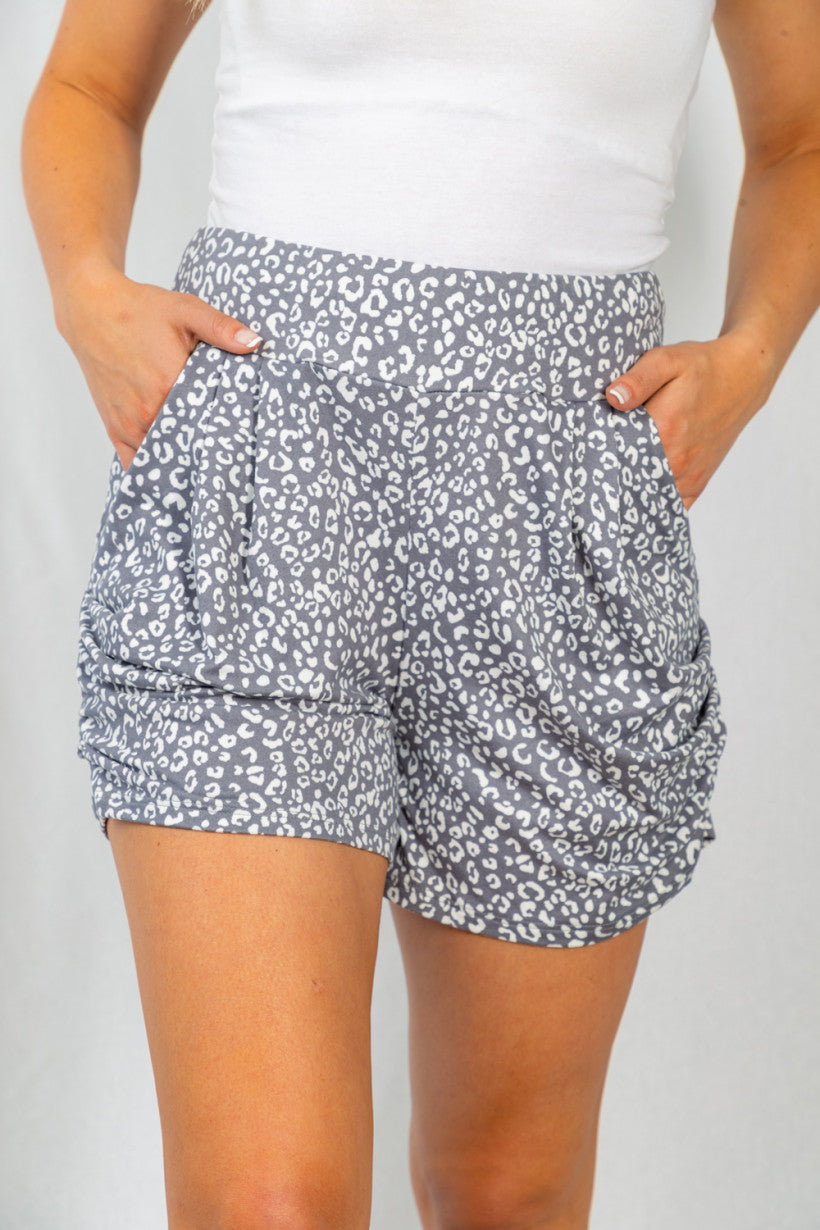 Grey Leopard Shorts