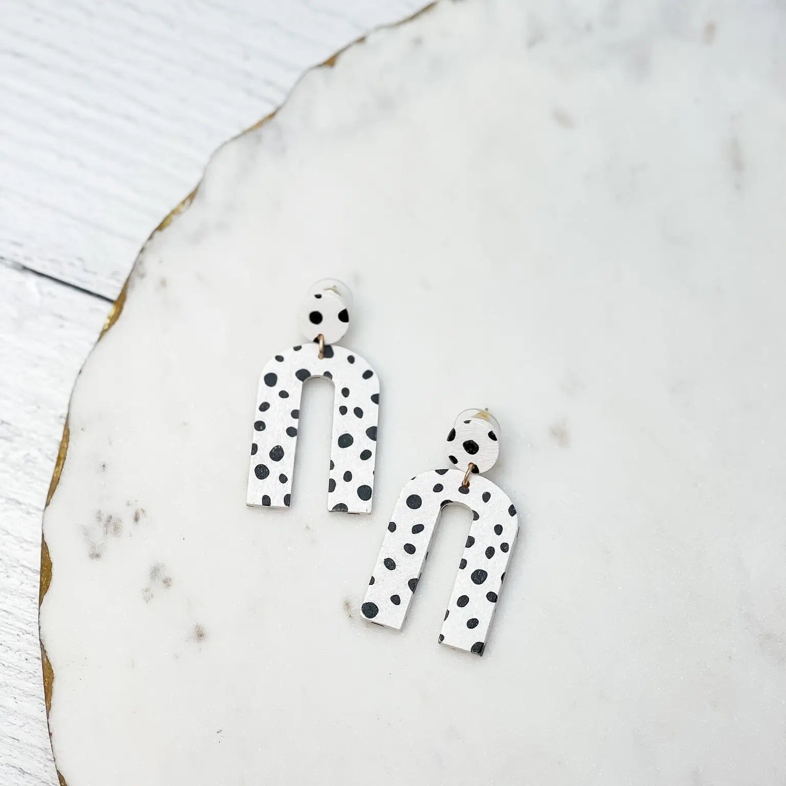Dalmatian Spotted Wooden Earrings
